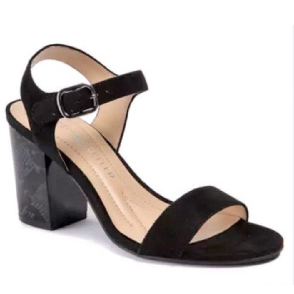 Andrew Geller "Fayer" Strappy Snake Print 3.5 Block Heel Womens Size 8.5M Heel